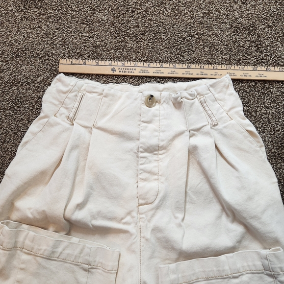 Free People Pleated Carrot Cropped Pants Ecru Size 6 - Picture 7 of 9